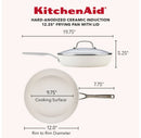 12.25" Hard-Anodized Ceramic Induction Skillet with Lid Porcelain White