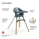 Clikk High Chair All-in-One with Tray & Harness - Fjord Blue