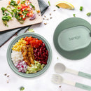 Insulated Leakproof Bowl with Collapsible Utensils - Khaki Green