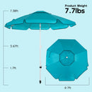 7 Feet Beach Umbrella with Sand Anchor, Push Button Tilt and Carry Bag