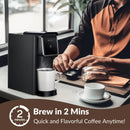 Compact Coffee Maker for Ground Coffee & Loose Tea - Single Serve, 6-12 Oz Brew, Black