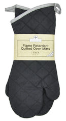 Nouvelle Legende Flame Retardant Quilted Oven Mitts - Black (2 Pack)