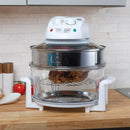 Glass Air Fryer - Halogen Oven with 12 to 17 Quart Capacity - White