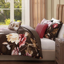 Bebejan Floral Garden on Mocha 5 Piece Reversible Comforter Set - King