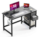 Writing Desk With Storage Bag And 2-Tier Drawers - Black