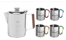 9-Cup Stainless Steel Coffee Percolator Set with Mugs