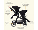 Whizmax Double Stroller Track Tandem Stroller - Black