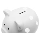 Ceramic Piggy Bank - Gray with White Polka Dots