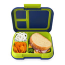 Bento-Style Lunch Box with Removable Divider - Navy Blue/Chartreuse