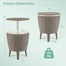 10 Gallon Cooler Bar Table Outdoor Coffee Table Ice Bucket With Telescopic Tabletop for Beer and Wine-Brown