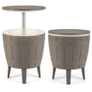 10 Gallon Cooler Bar Table Outdoor Coffee Table Ice Bucket With Telescopic Tabletop for Beer and Wine-Brown