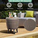 10 Gallon Cooler Bar Table Outdoor Coffee Table Ice Bucket With Telescopic Tabletop for Beer and Wine-Brown