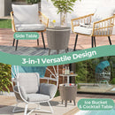 10 Gallon Cooler Bar Table Outdoor Coffee Table Ice Bucket With Telescopic Tabletop for Beer and Wine-Brown