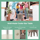 10 Gallon Cooler Bar Table Outdoor Coffee Table Ice Bucket With Telescopic Tabletop for Beer and Wine-Brown