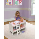 Doll Bunk Bed with Bedding, Ladder, and Free Personalization Kit - White/Pink/Gingham