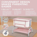 3 in 1 Bassinet Bedside Sleeper - Pink