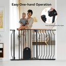 Adjustable Baby Gate with Cat Door - Black