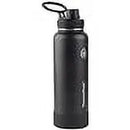 ThermoFlask 40oz Stainless Steel Insulated Water Bottles - 2-Pack in Black & Rose Purple with Straw and Spout Lids