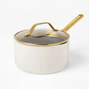 3qt Nonstick Ceramic Coated Aluminum Sauce Pan - Cream