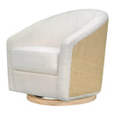 Madison Swivel Glider - Ivory Boucle and Cane/Light Wood Base