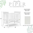 Piper 4-in-1 Convertible Mini Crib - White
