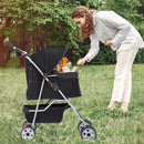 Pet Stroller 4-Wheel Dog Cat Stroller - Black