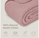 Muslin Cotton Blanket - Queen 90" x 90" - Mauve