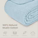 Muslin Blanket, Large Size 50” x 60” - Sky Blue