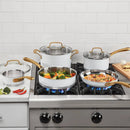 Classic 8pc Stainless Steel Cookware Set with Brushed Gold Handles