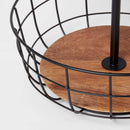 Iron and Mangowood Wire 2-Tier Fruit Basket - Black