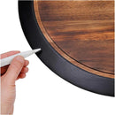 18" Large Acacia Wood Lazy Susan with Chalkboard Edge