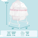 Lacy Portable 2-in-1 Bassinet & Cradle - Pink and White