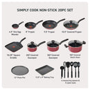 20pc Simply Cook Nonstick Cookware Set With Lids