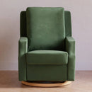 Crewe Electronic Swivel Glider Recliner - Forest Green Velvet with Light Wood Base