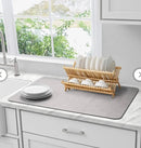 4 Pack - Multi-Purpose Printed Kitchen Drying Mat - Neutral grid