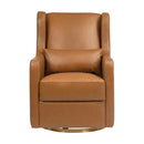 Wally Swivel Glider in Tan Vegan Leather w/Gold Base