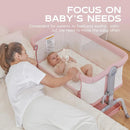 3 in 1 Bassinet Bedside Sleeper - Pink
