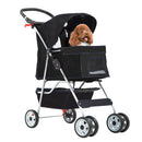 Pet Stroller 4-Wheel Dog Cat Stroller - Black