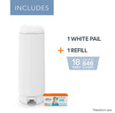 Diaper Pail with 18 Refill Bags - White