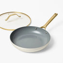 12" Nonstick Ceramic Coated Aluminum Frying Pan - Cream