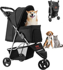 Pet Stroller - Foldable 3 Wheels with Brake