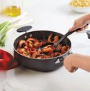 Reliance 6-Quart Covered Sauté Pan with Helper Handle - Black