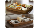 Rectangular Wooden Serving Tray with Handles - Brown
