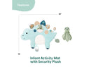 Tummy Time Mat and Baby Lovey Security Blanket - Dinosaur