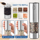 Electric Salt and Pepper Grinder Set - Stainless Steel