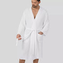 Adult Muslin Bathrobe 100% Cotton Robe with 4-Layer Absorbent Muslin Fabric - White (Large/X Large)