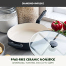 Ceramic Nonstick Saute Pan with Lid - Black