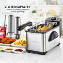 Electric Deep Fryer 2 Liter Capacity, 1500 Watt Lid with Viewing Window, Silver FDM2201BR