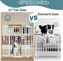 Ixaro 41" Extra Tall Dog Gate Indoor,30-62.5" Wide Heavy Duty Pet Gate for Doorways,Baby Gate with Walk Through and Auto Close, Pressure Mounted, Suitable for Stairs,Kitchen,White