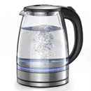 Kettle, 1.7L Glass Boiler Electric Tea Kettle with Blue LED Indicator Light - Silver